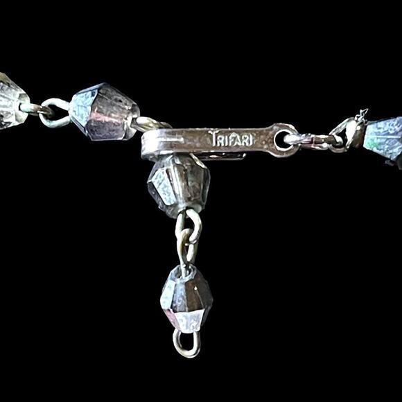 VTG 60s Crown Trifari Silver Tone Textured Metal Bead Choker Bracelet Boxed Set - Picture 6 of 14